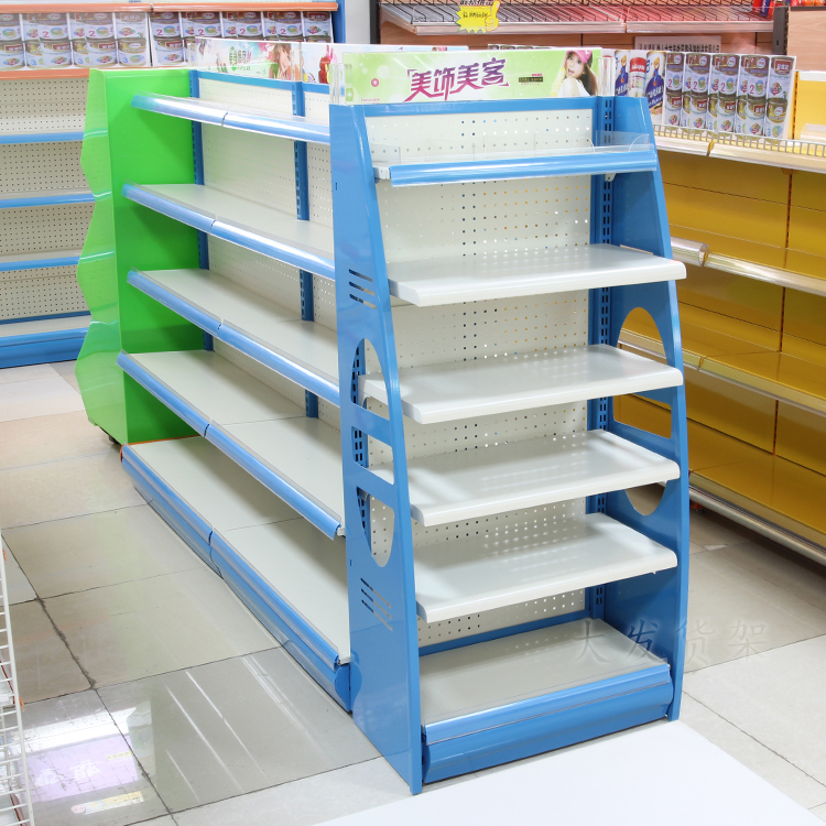 Cửa hàng tiện lợi nhập khẩu thực phẩm bà mẹ và trẻ em cửa hàng một mặt hai mặt tủ âm tường tủ đèn bằng gỗ thép Zhongdao Đại lý
