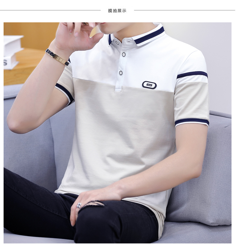 Áo thun nam ngắn tay mùa hè mới xu hướng ve áo mùa hè với áo sơ mi có cổ thắt nơ - Polo áo polo đồng phục