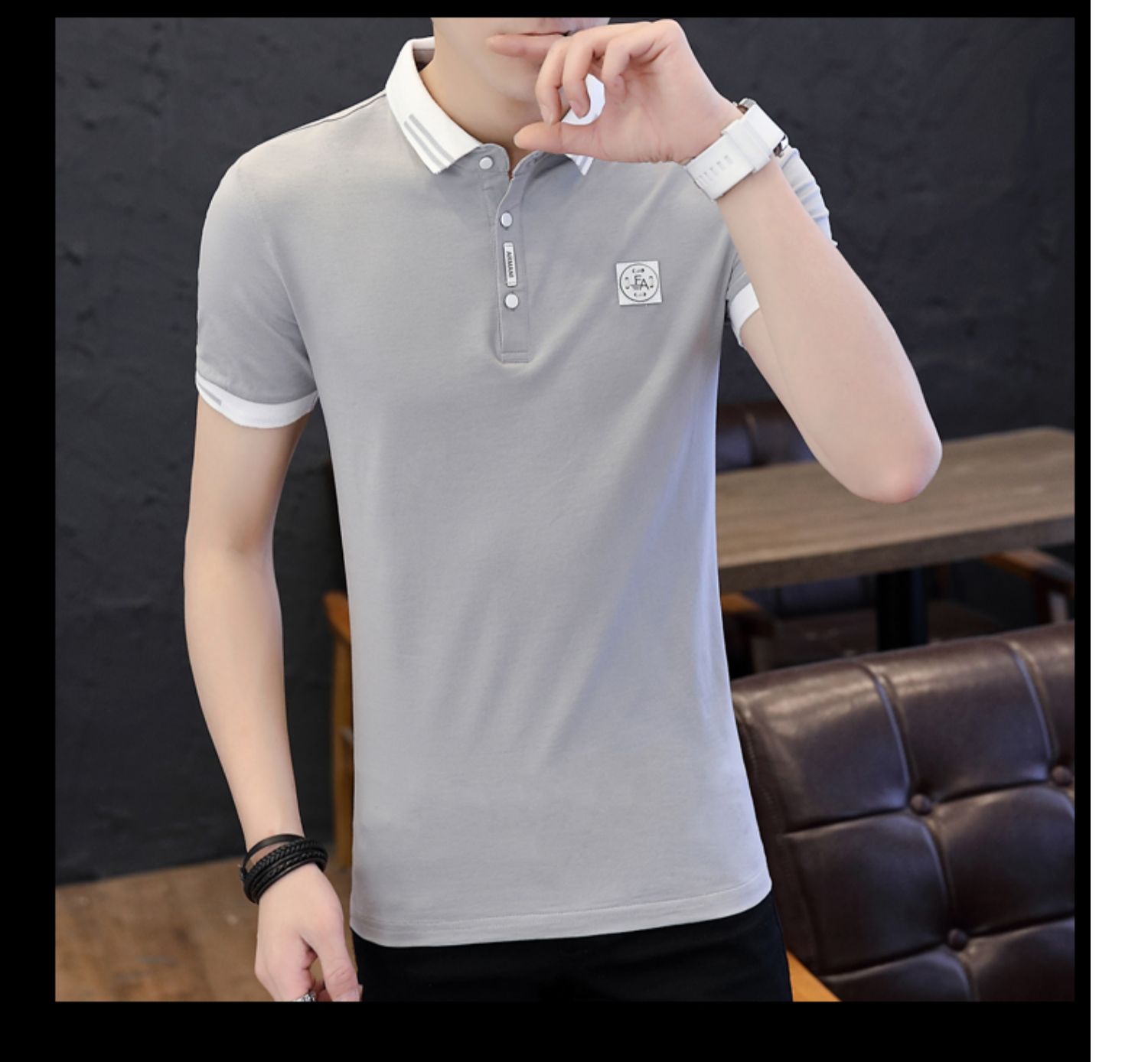 Áo thun nam tay ngắn cotton trẻ trung ve áo POLO áo sơ mi nam mùa hè nam có cổ áo vi cà vạt store t shirt