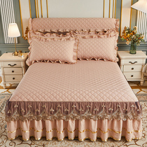 European-style water washing cotton cotton cotton dress single piece solid color lace Thick bed cover Simmons non-slip bed cover headcover