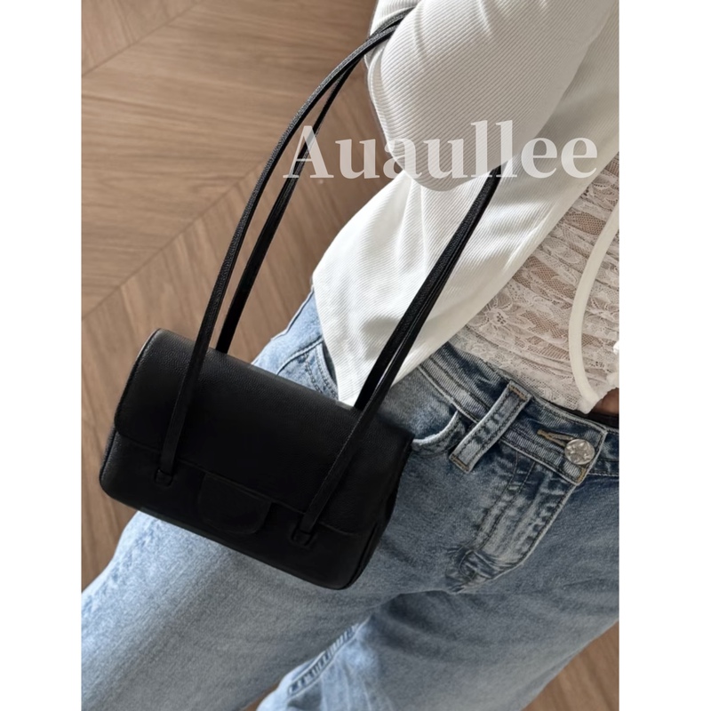 Auaullee Top-Tier Fashion Bag! Jennie's Same Style 26P Trendy Minimalist Leather Shoulder Strap Handbag with Flap