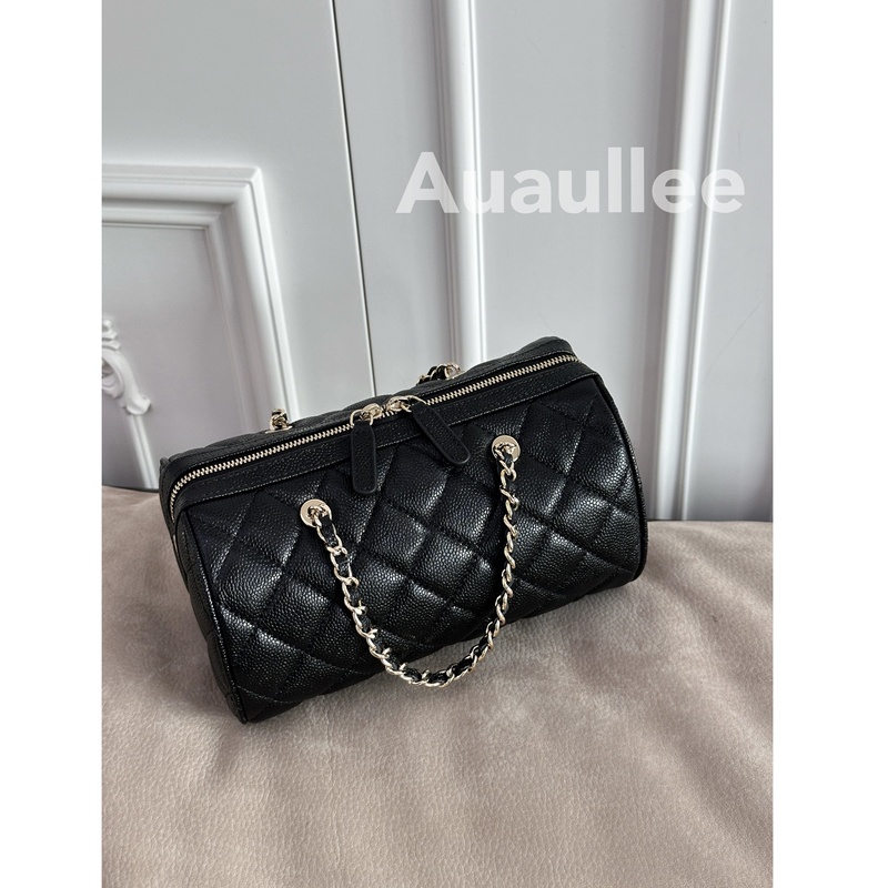 Auaullee Is Undoubtedly the Little Black Horse! 25P Bowling Ball Mini Lychee Leather Large-Capacity Shoulder Tote Bag for Women