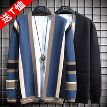 Knitted cardigan mens jacket autumn mens sweater spring and autumn jacket trend loose knitwear jacket autumn gown