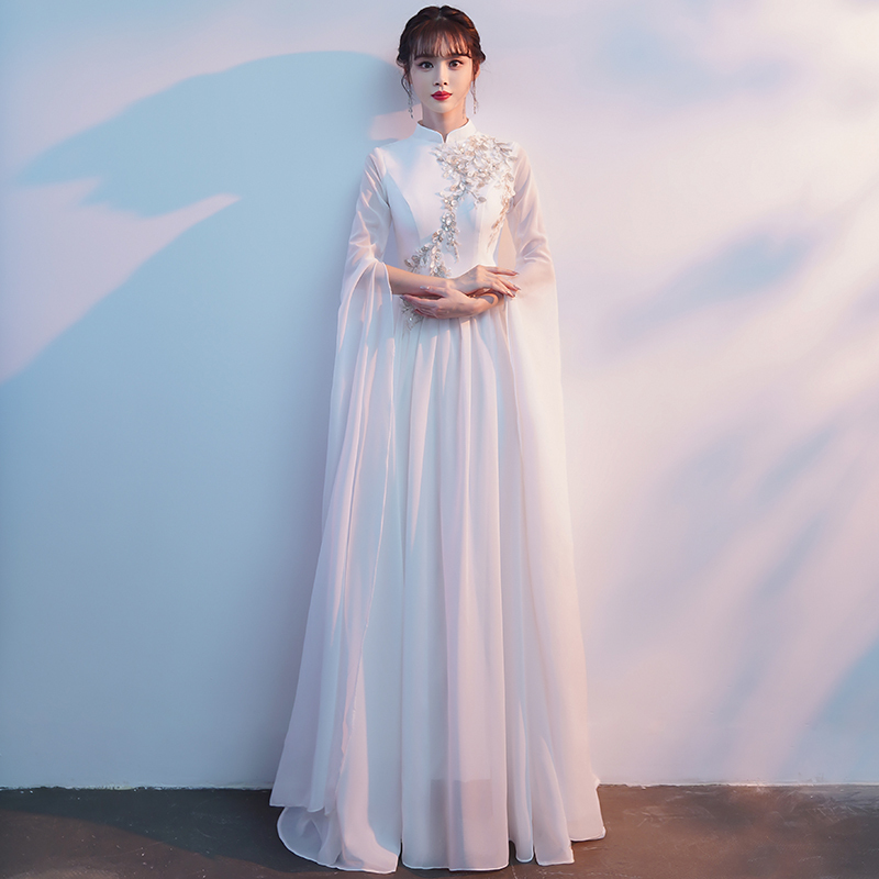 Chorus Performance Dress for Women, Long Skirt, Adult Pipa, Erhu, Guzheng Performance Costume, Stage Student Vocal Art Exam Dress