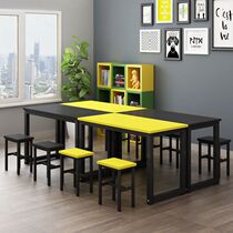 Primary school kindergarten tutoring training class desks and chairs childrens studio art painting tutoring double color table and chair