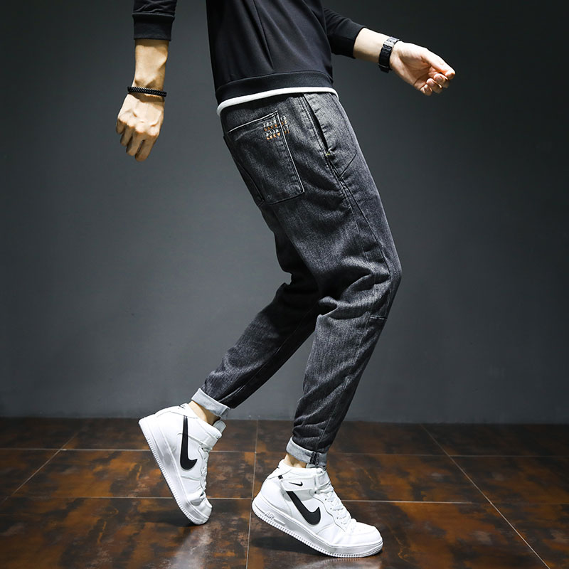 Tide brand jeans men's Korean version of the trend autumn loose straight beam feet casual handsome slim small feet nine-point pants