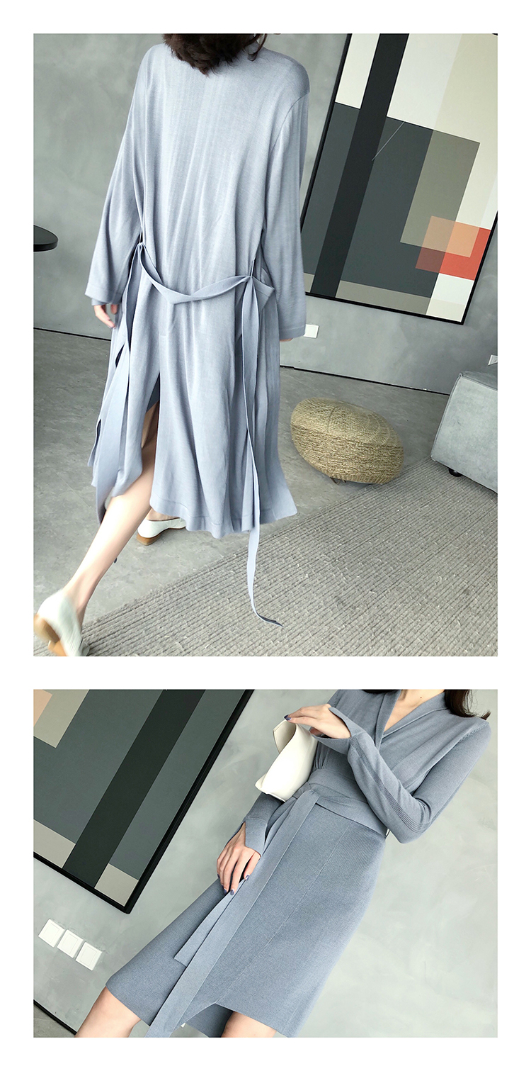 GOD.DESS Mới len lụa tơ tằm đan bên sườn áo choàng tắm áo len cardigan Không có phiếu giảm giá áo len