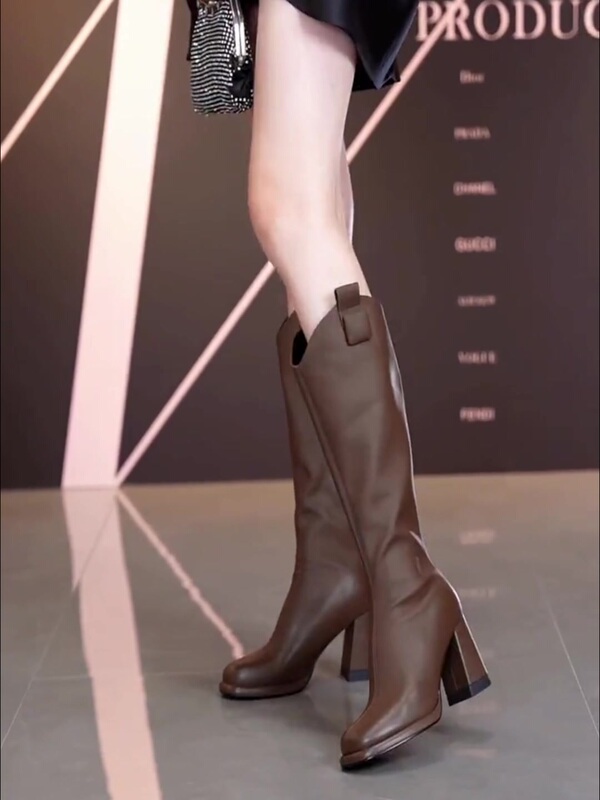 European and American Style Fashionable Long Boots for Women 2026 Autumn and Winter New High-Heeled Versatile Slim Boots Square Toe Chunky Heel Riding Boots European and American Style Fashionable Long Boots for Women 2026 Autumn and Winter New High-Heeled Versatile Slim Boots Square Toe Chunky Heel Riding Boots