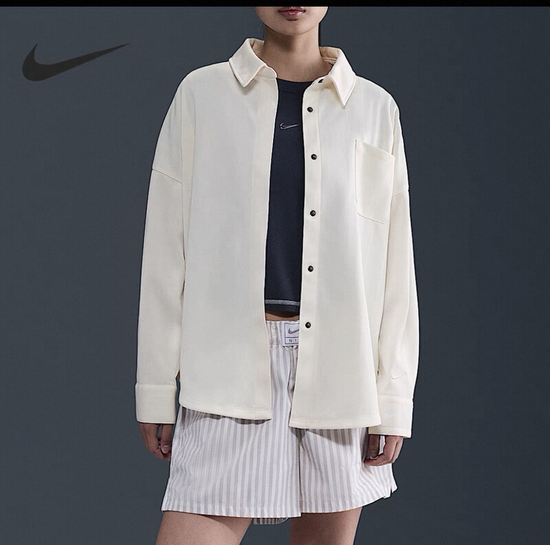 Kuizi's Outlet Nike Women's Sports Casual Loose Comfortable Shirt Jacket Hv1957-110 Kuizi's Outlet Nike Women's Sports Casual Loose Comfortable Shirt Jacket Hv1957-110