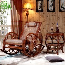 Home adult balcony Real rattan rocking chair rattan happy lounge chair lunch rest sleep rattan chair sofa chair old man Chair