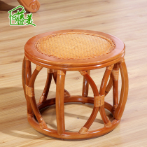 Creative leisure rattan Art round stool low stool rattan weaving shoes shoes small stool dining stool living room sofa rattan stool drum stool