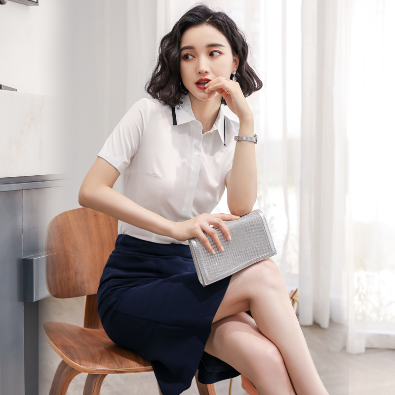 Áo váy Stakes 2019 mới thời trang Ol dương trắng mùa hè Professional Dresses nữ Workwear Phỏng vấn Workwear váy