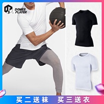 Solid color basketball tight-fitting short-sleeved high-elastic mens sports tights quick-drying running sports suit training fitness vest