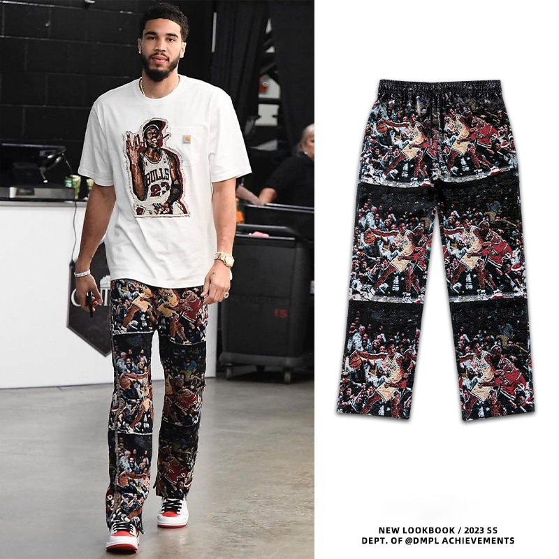 Tatum and Irving Style Pants Men's Sports Straight-Leg American-Style Sweatpants Loose Basketball Training Kobe Bryant Shooting Pants