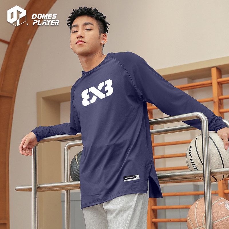 3x3 basketball training suit long sleeve American sweatshirt shooting suit quick drying clothes men winter sports student jersey sports t-shirt