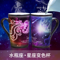  Twelve constellations Valentines Day gift creative personality cup custom mug with lid spoon Tanabata color changing tea cup