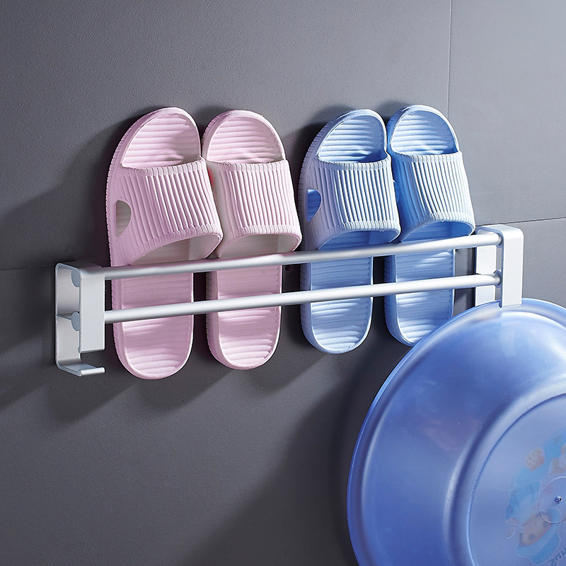 Bathroom shoe rack wall-mounted non-perforated dressing room after entering the door to store shoes toilet rack space aluminum