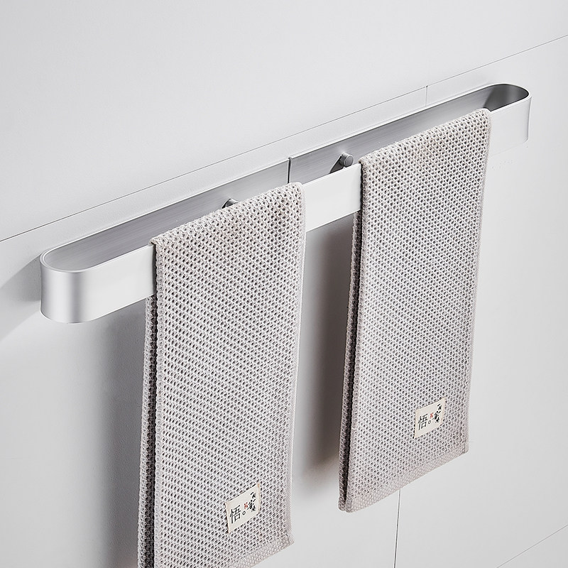 Towel Rack Free Punch Bathroom Toilet Shelf Wall-mounted Space Aluminum Toilet Bathroom Towel Rod Single Rod-Taobao