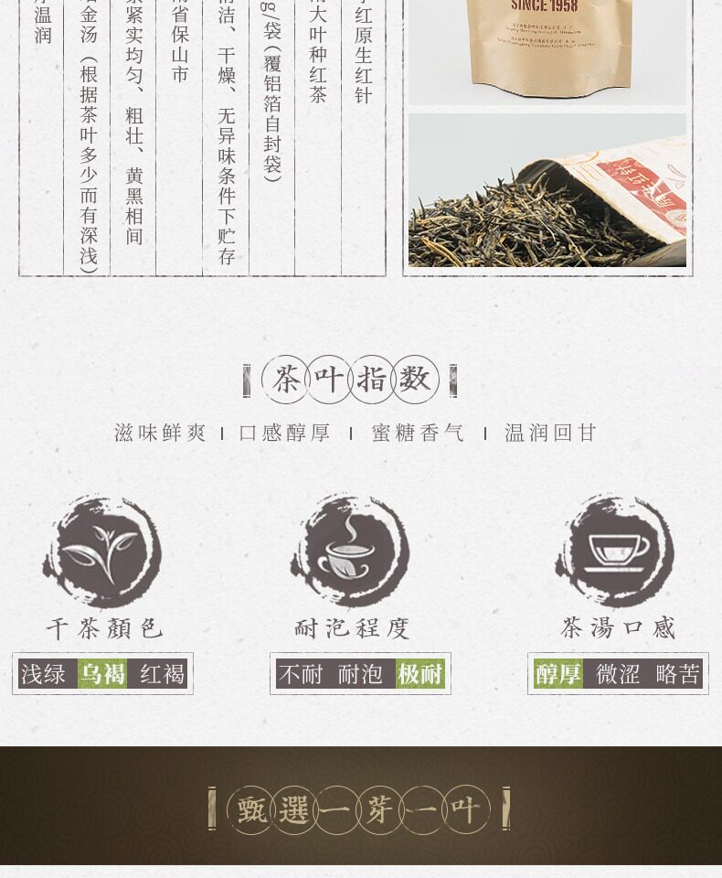 立顿红茶供应商 昌宁红 特级云南红茶 原生红针 250g 图6