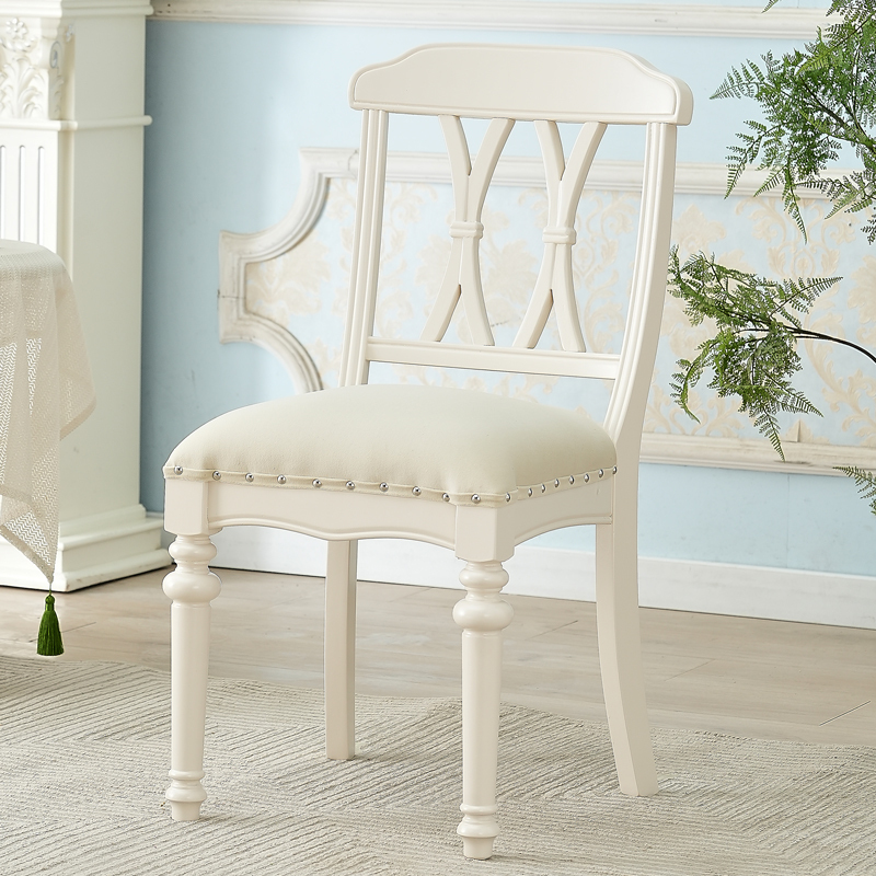 American-Style Solid Wood Home Living Room Upholstered Dining Chair, French-Style Backrest Chair, Desk Chair, Hotel Leisure Home Dining Table Chair