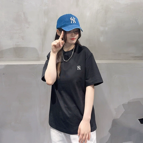 MLB, цветная летняя футболка с коротким рукавом подходит для мужчин и женщин для влюбленных