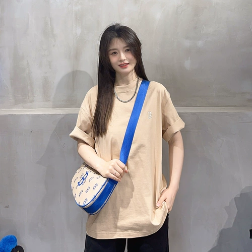 MLB, цветная летняя футболка с коротким рукавом подходит для мужчин и женщин для влюбленных