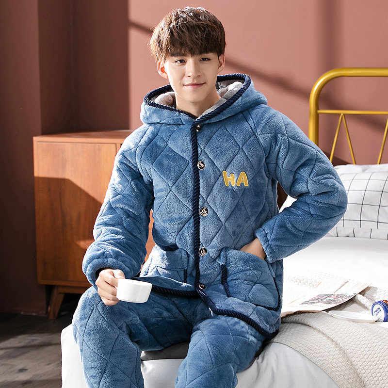 Pyjamas Men Autumn Winter Pure Cotton Long Sleeves Thick style 2021 New home Suits Suit