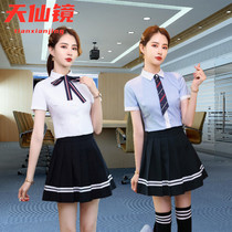 Kindergarten teachers garden uniform short-sleeved shirt bar hotel college style uniform light and fashionable two-piece overalls