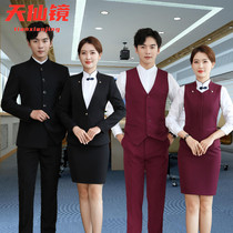Professional vest culottes suit men and women with the same style stewardess uniform suit hotel reception beautician overalls