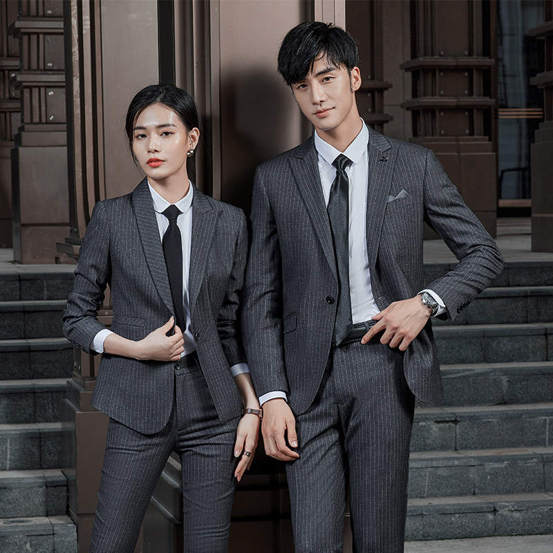 Men and women with the same professional wear new fashion hotel formal wear business suit suit high-end beautician overalls thick