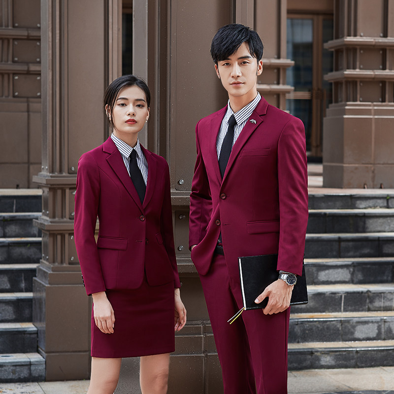 High-end men's and women's suits with the same style suits business slim suit autumn and winter hotel work clothes thick professional wear formal wear
