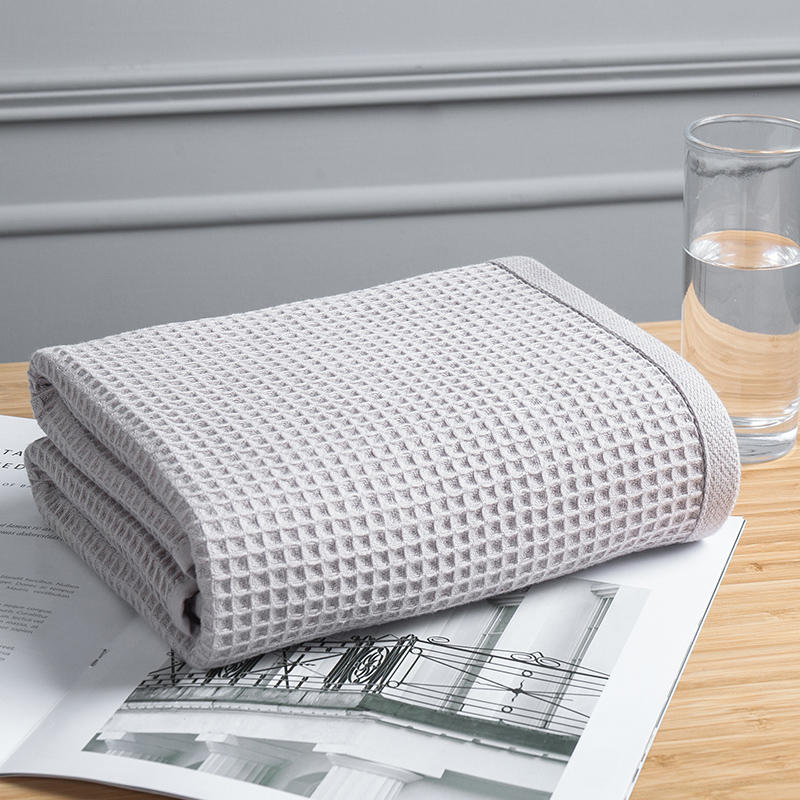 Unprinted Japanese-style simple cotton waffle towel household cotton bath towel soft water-absorbing sweat-absorbing face towel a