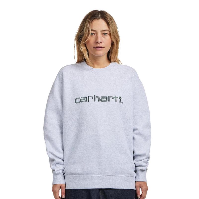 Overseas Purchasing Agent Carhartt Wip Women's Sports Sweatshirt with Brushed Fabric and Embroidered Logo, Loose Fit, Crew Neck