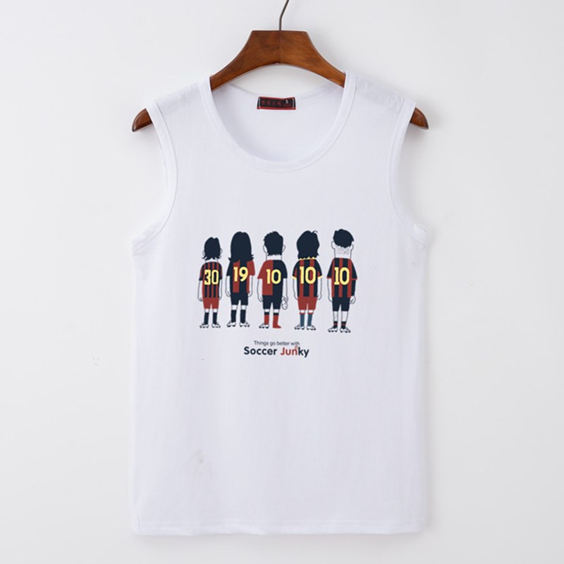 Thanh niên mùa hè cotton lỏng không tay vest cộng với phân bón XL mỏng T-Shirt vòng cổ người đàn ông giản dị của vest