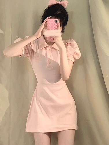 Милый сексуальный приталенный корсет для принцессы, платье, французский стиль, воротник поло, рукава фонарики, А-силуэт