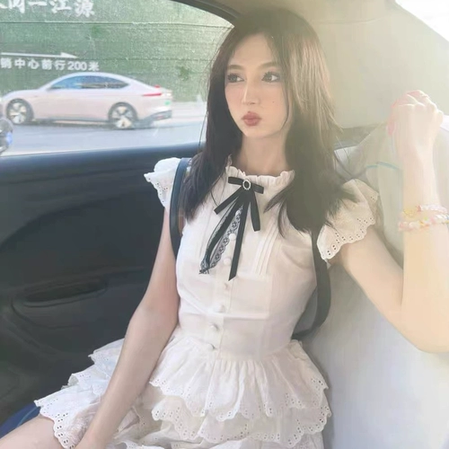 «Непочтеное название цветов» Корейский колледж Фэн Сяофей рукав первой любитель маленькой белой юбки сладкая принцесса торт платье