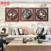 New Chinese style porch jade decoration living room solid wood carving background wall mural corridor restaurant relief jade carving pendant