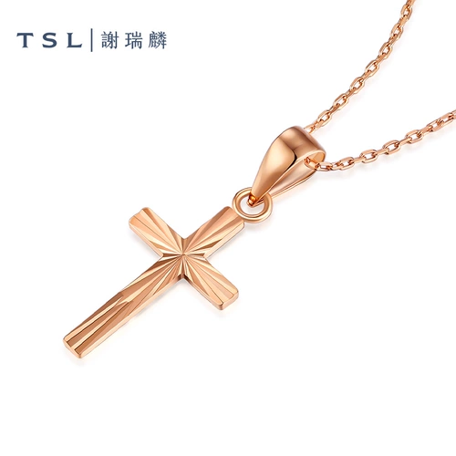 [10 миллиардов субсидий] Tsl Xie Ruilin Angel Guarding Cross Cross Counte No Ожерелье Плотное золото Ag686