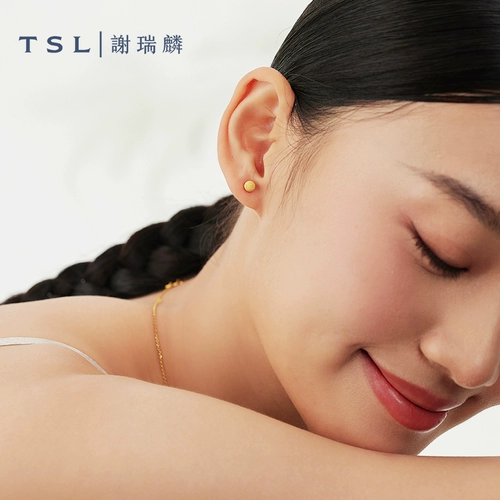 [Десять миллиардов субсидий] TSL Xie Ruilin Цена Золотые серьги Женская матовая жемчужная золотая серьги yp315