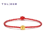 Золотой браслет с одной бусиной, бусины, браслет из красной нити