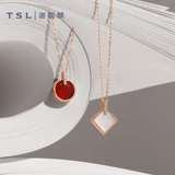 [Десять миллиардов субсидий] Tsl Xie Ruilin Yue Ji Series 18K Золотое ожерелье белое паниль Red Chalcedony Ag857-858