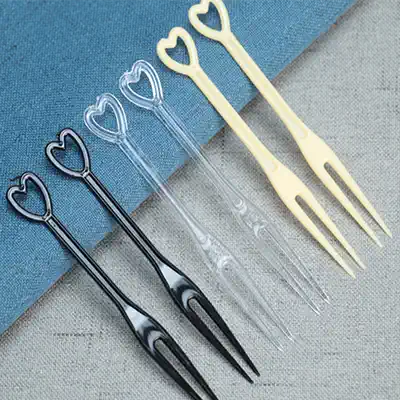 Transparent fruit fork Fruit fork Plastic small fork One-time separate love fork Cake snack fork 200 pcs