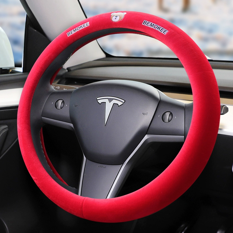 Bọc vô lăng ô tô Tesla ModelY Model3 ModelS mùa đông tay ấm loại D Tay nắm đáy phẳng cách thay dây curoa ô tô mua vô lăng xe ô tô 