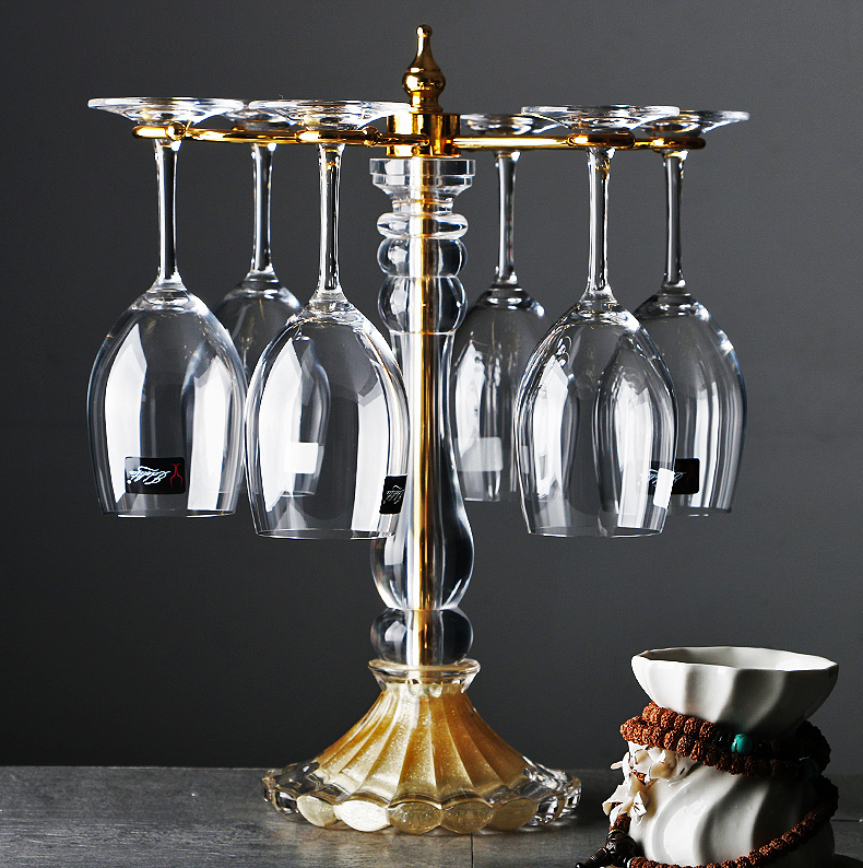 Eurostyle Luxurious Crystal Glass Red Wine Cup Holder Living-room Decoration Home Converse Champagne Cup High Foot Cup Rack Suit