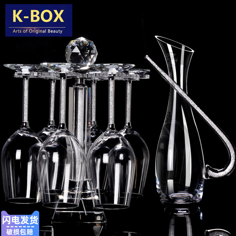 Crystal glass red wine glass rack plus high swivel upside down hanging stalls High foot cup wine decanter Decanter Suit Cup Rack