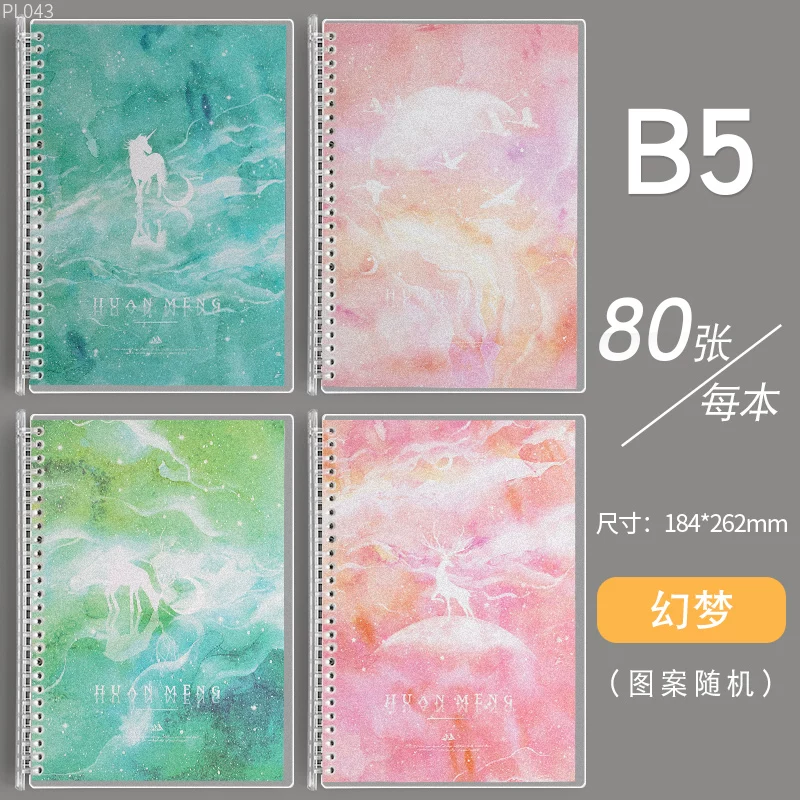 Removable Spiral Notebook, A5/B5 Refillable Tear-Off Sheets, 21×14.5 cm Compact