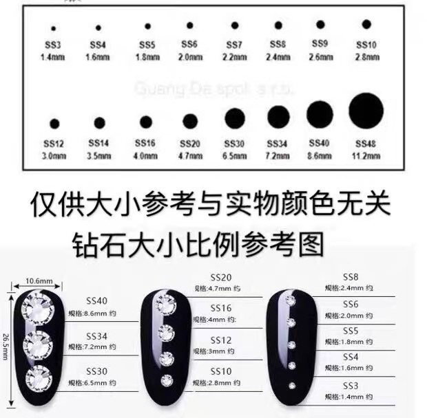 Authentic Shijia Austria imported 2038HF hot diamond 001 white flat bottom diamond nail art super flash nail jewelry diamond