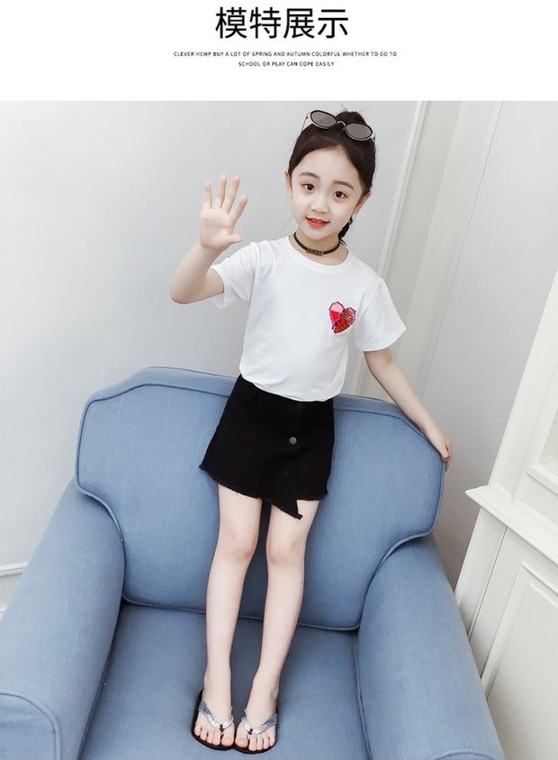 Váy cô gái denim hợp mốt hè 2019 mới cho bé gái túi đeo hông váy trẻ em lớn mùa hè váy trẻ em - Váy chân váy suông dài