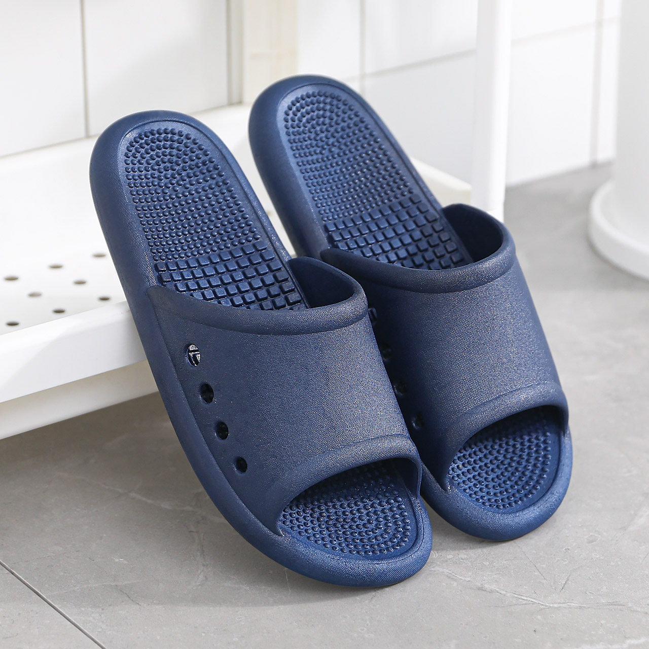 Dark Blue (9028)Fire wheel summer thick Plantar massage sandals  female indoor lovers household non-slip Shower Room take a shower man Home Furnishing