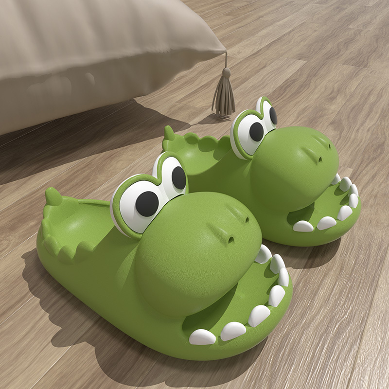 Little Dinosaur Slippers for Women, Summer Outdoor Wear, Indoor Home Slippers for Couples, Thick-Soled Non-Slip Cartoon Cute Internet Celebrity Slippers